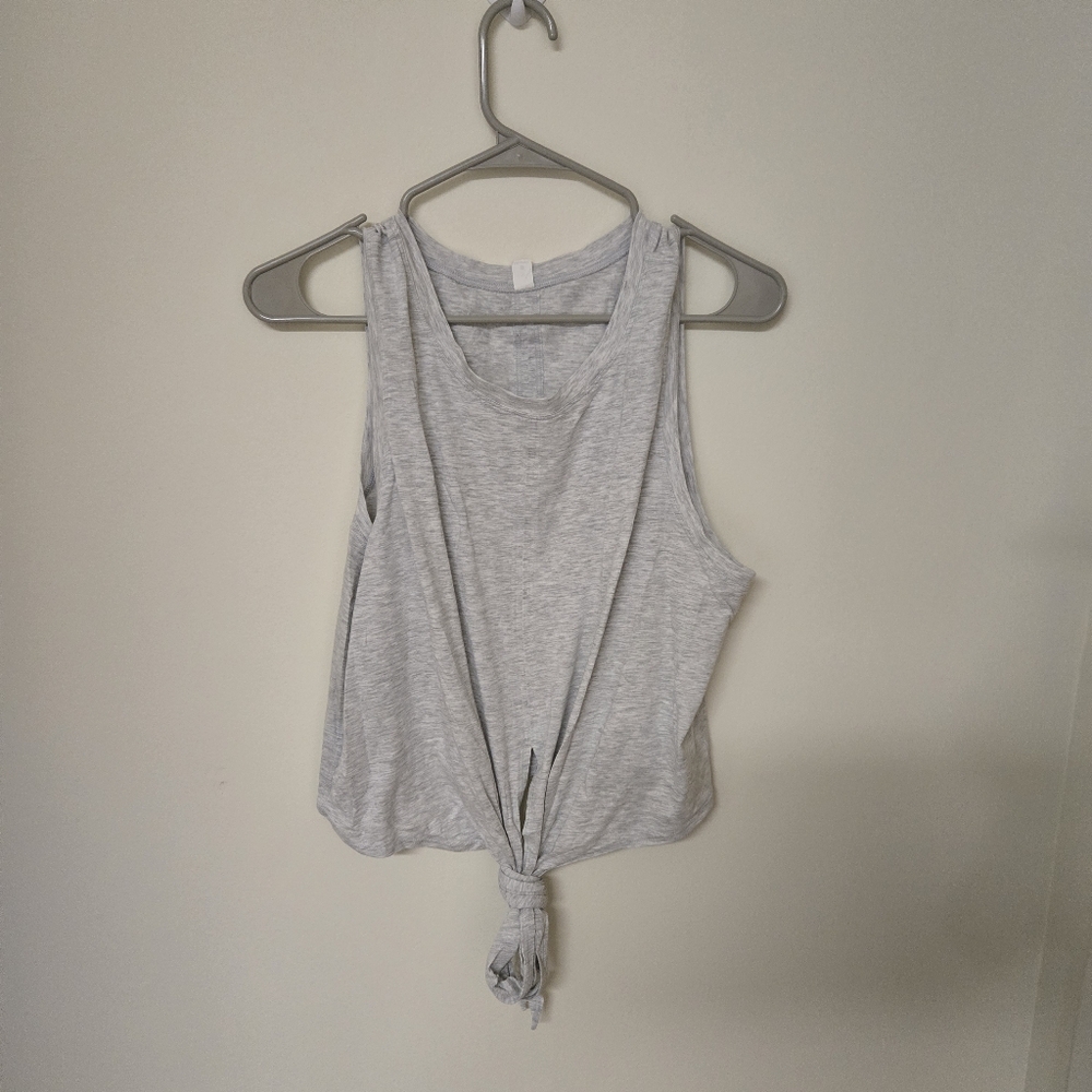 Lululemon Cropped Tie Front Tank Grey Size 10